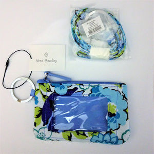 Vera Bradley Zip ID & Lanyard Blueberry Blooms NEW